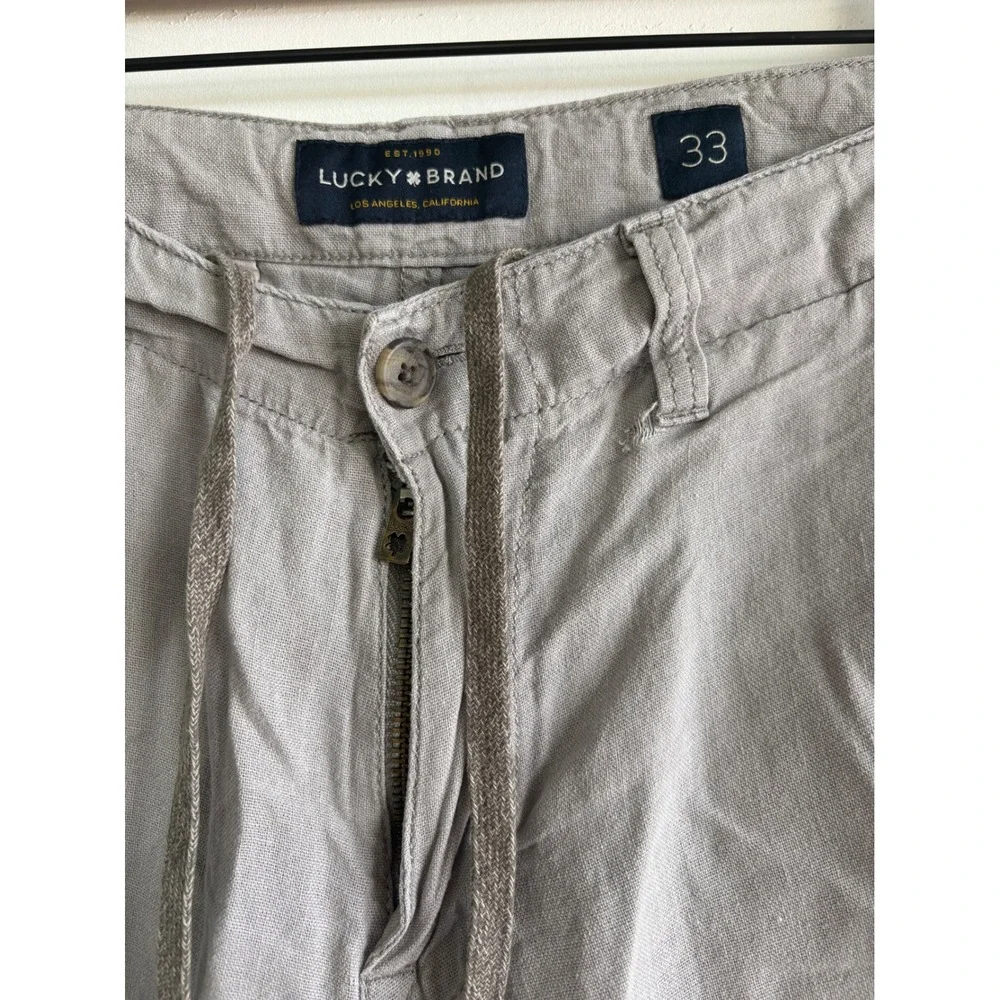 Lucky Brand Mens Linen Blend Drawstring Shorts Gray Size 33 Casual Summer Beach